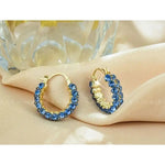 Blue Crystal Circle Hoop Earrings