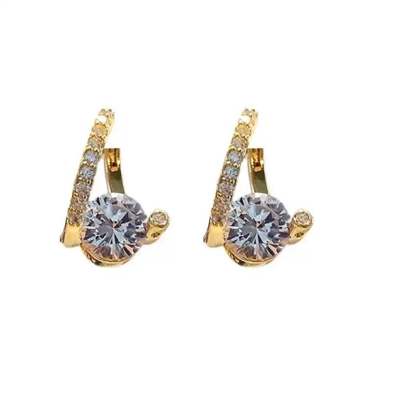 Blue Crystal Crescent Hoop Earrings
