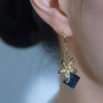 Blue Crystal Flower Earrings