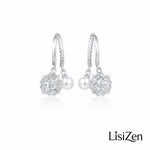 Blue Crystal Pavé Ball Hoop Earrings