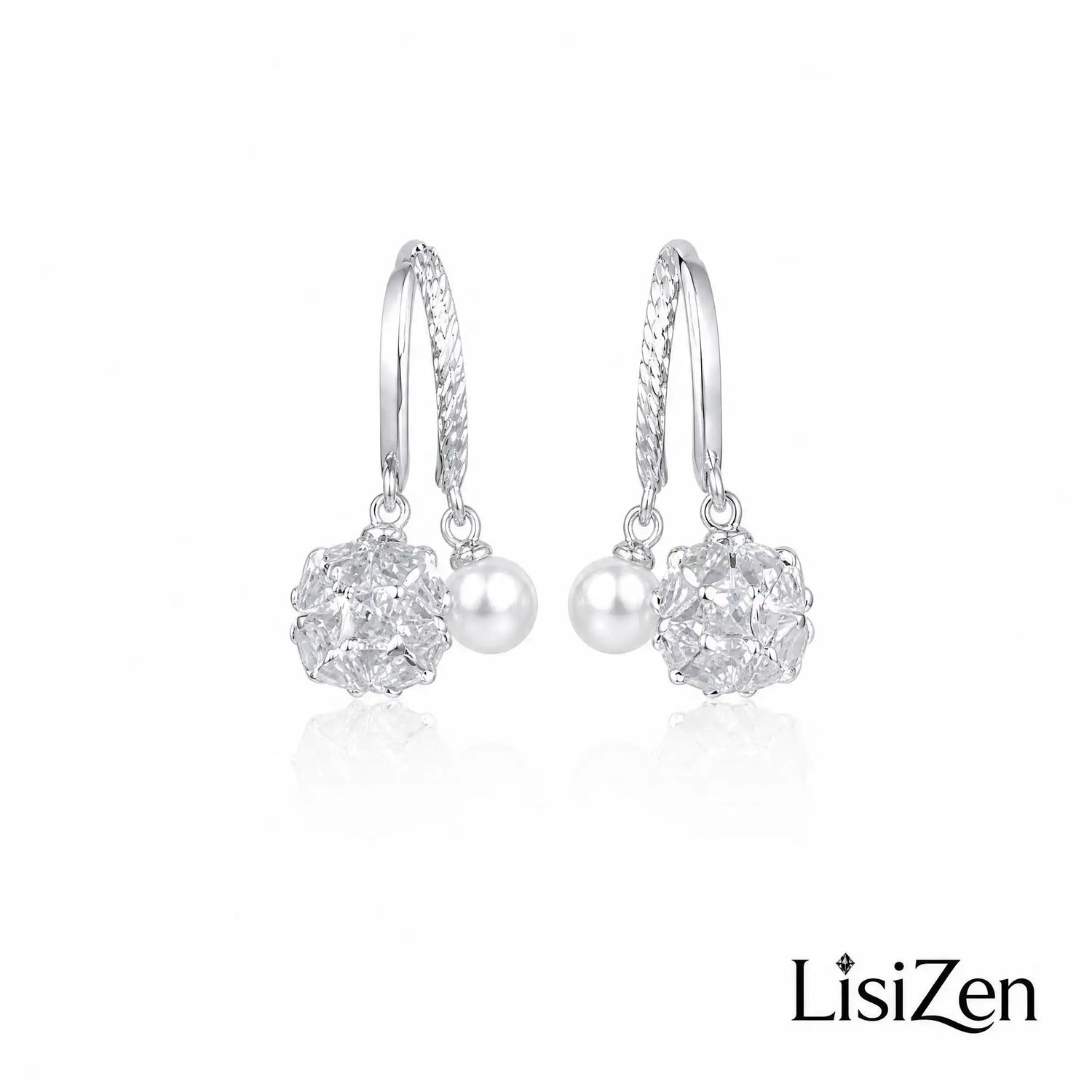 Blue Crystal Pavé Ball Hoop Earrings