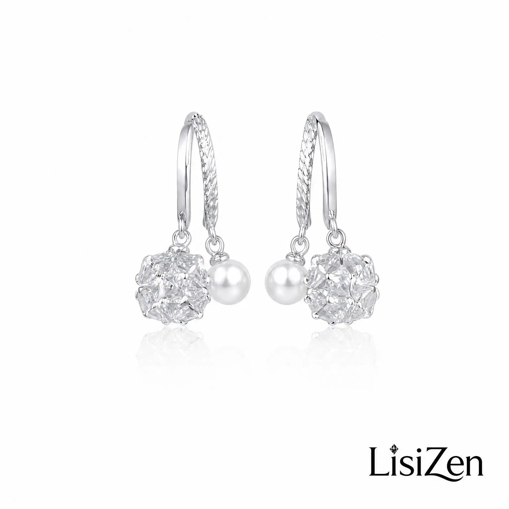 Blue Crystal Pavé Ball Hoop Earrings