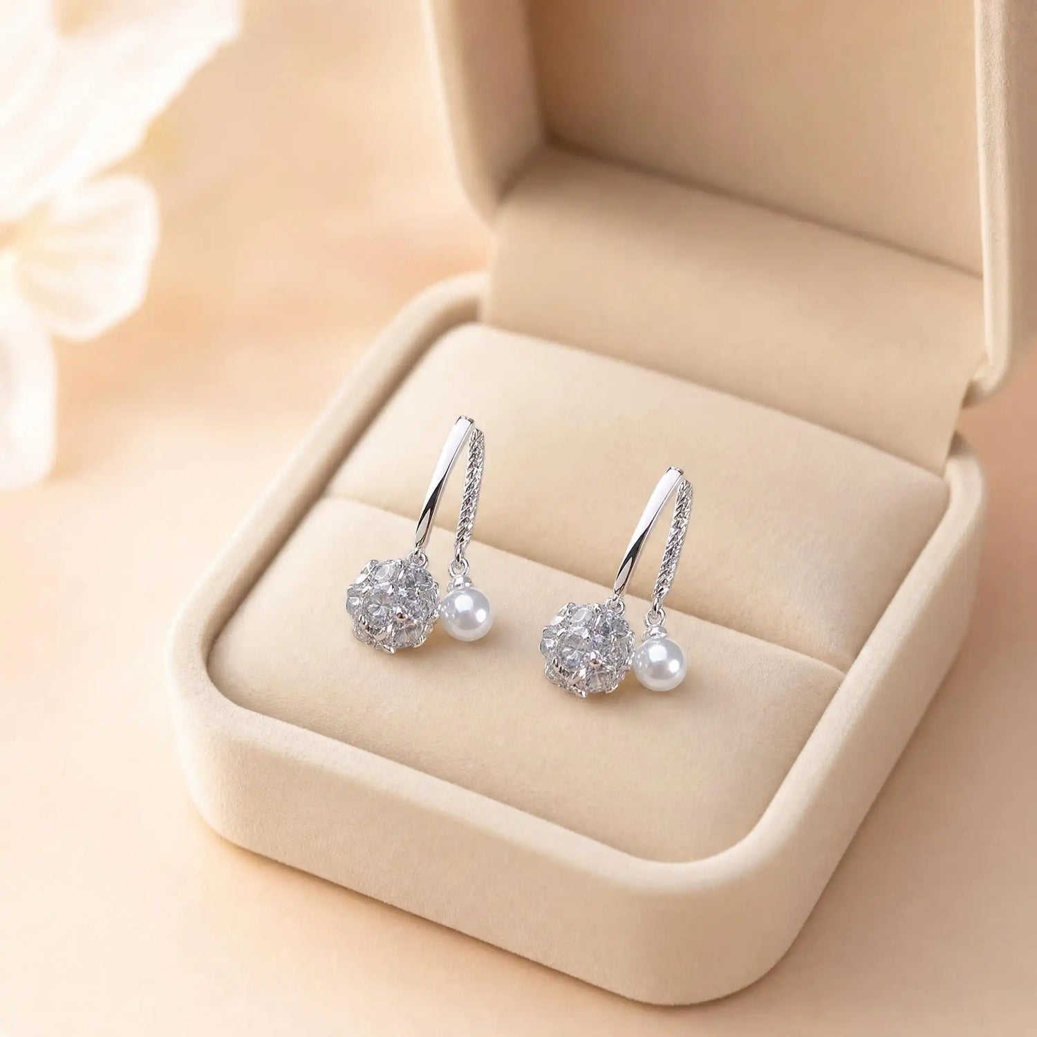 Blue Crystal Pavé Ball Hoop Earrings