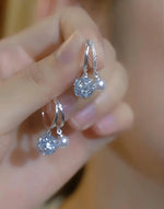 Blue Crystal Pavé Ball Hoop Earrings