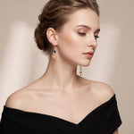 Blue Crystal Peacock Long Phoenix Drop Earrings
