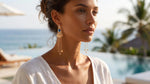 Blue Crystal Peacock Long Phoenix Drop Earrings