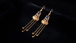 Blue Crystal Peacock Long Phoenix Drop Earrings
