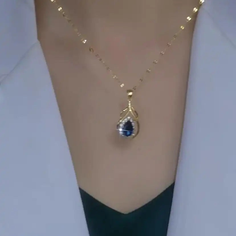 Blue Crystal Pendant Necklace