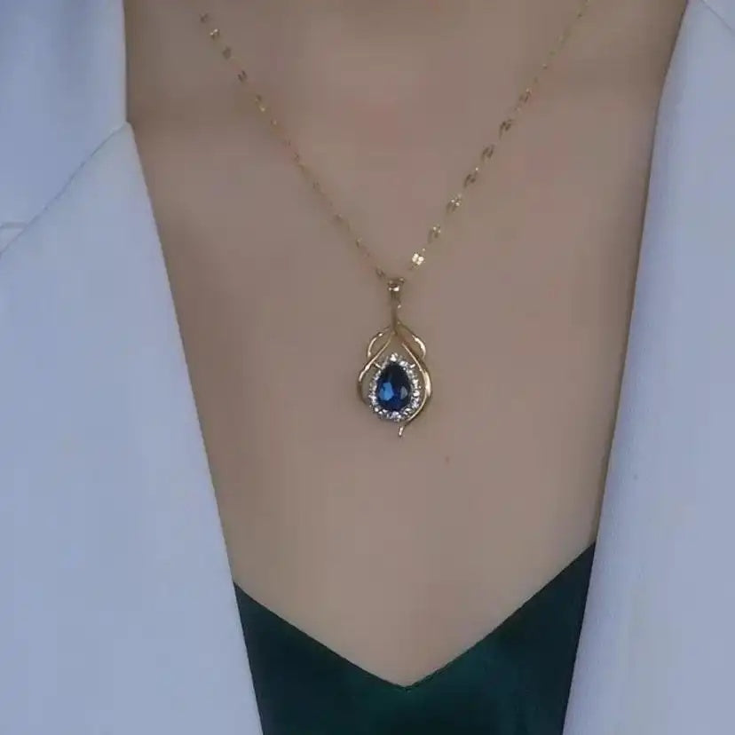 Blue Crystal Pendant Necklace