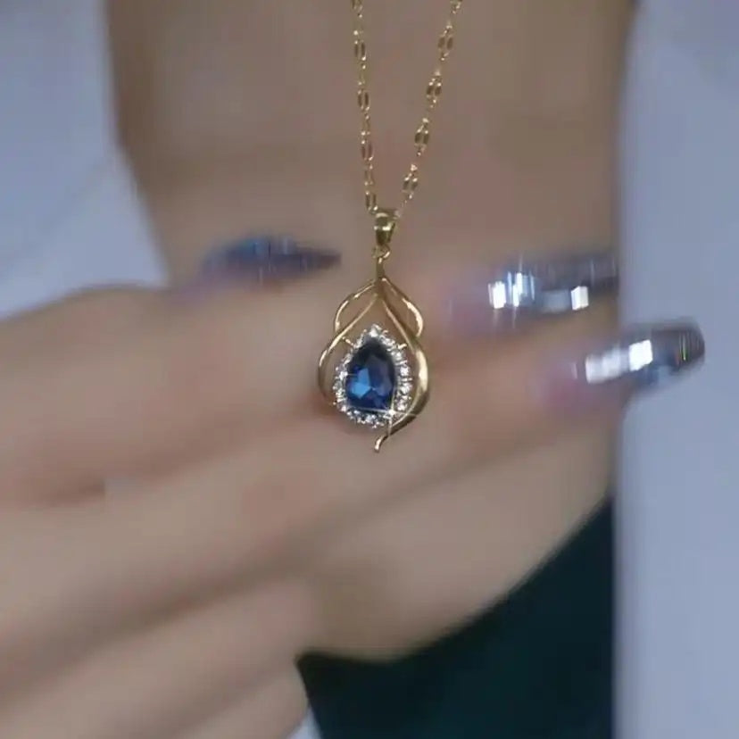 Blue Crystal Pendant Necklace