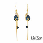 Blue Crystal Phoenix Earrings