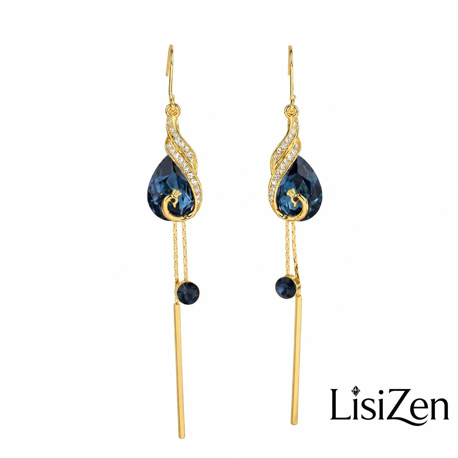 Blue Crystal Phoenix Earrings