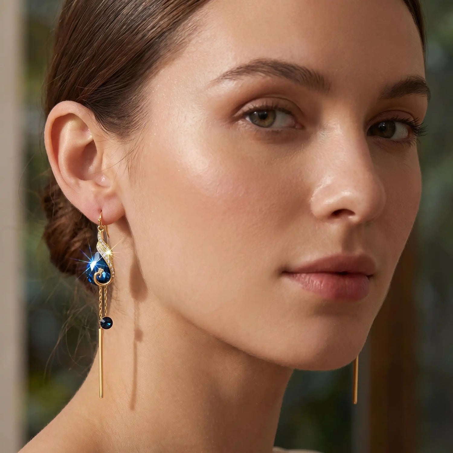 Blue Crystal Phoenix Earrings