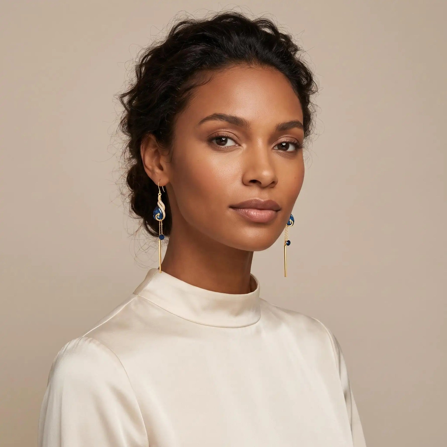 Blue Crystal Phoenix Earrings