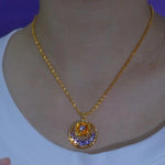 Blue Crystal Rose Pendant Necklace