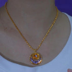 Blue Crystal Rose Pendant Necklace