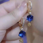 Blue Crystal Square Ear Cuffs
