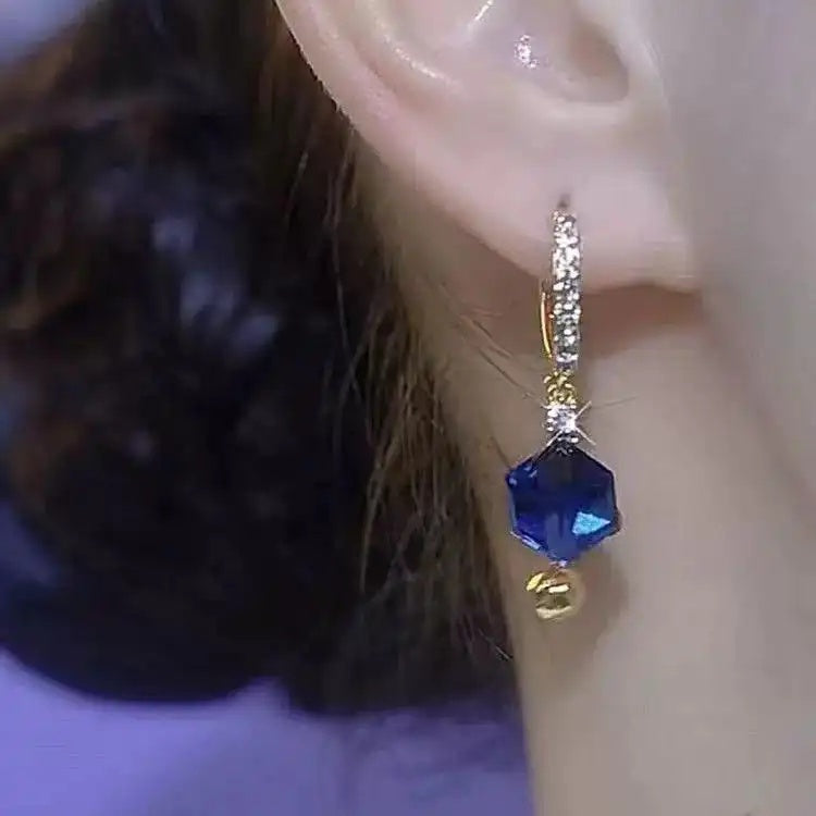 Blue Crystal Square Ear Cuffs