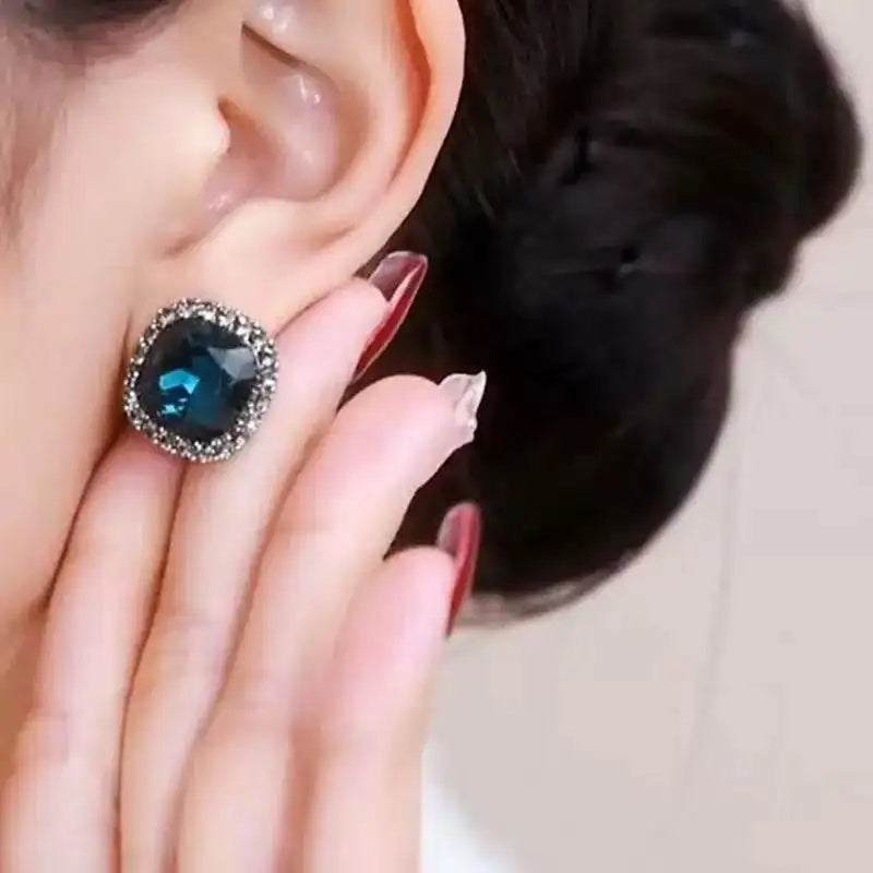 Blue Crystal Stud Earrings