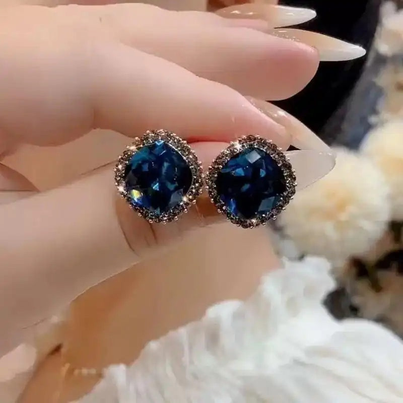 Blue Crystal Stud Earrings