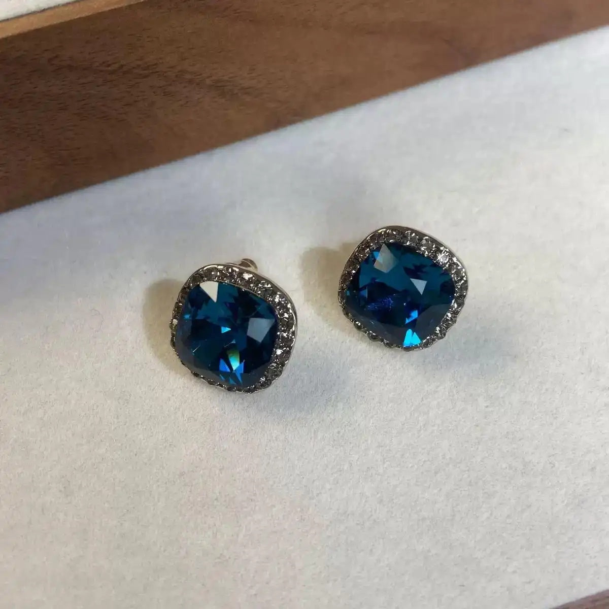 Blue Crystal Stud Earrings