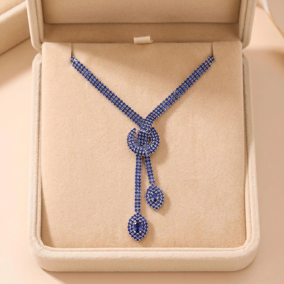 Blue Crystal Teardrop Jewelry Set