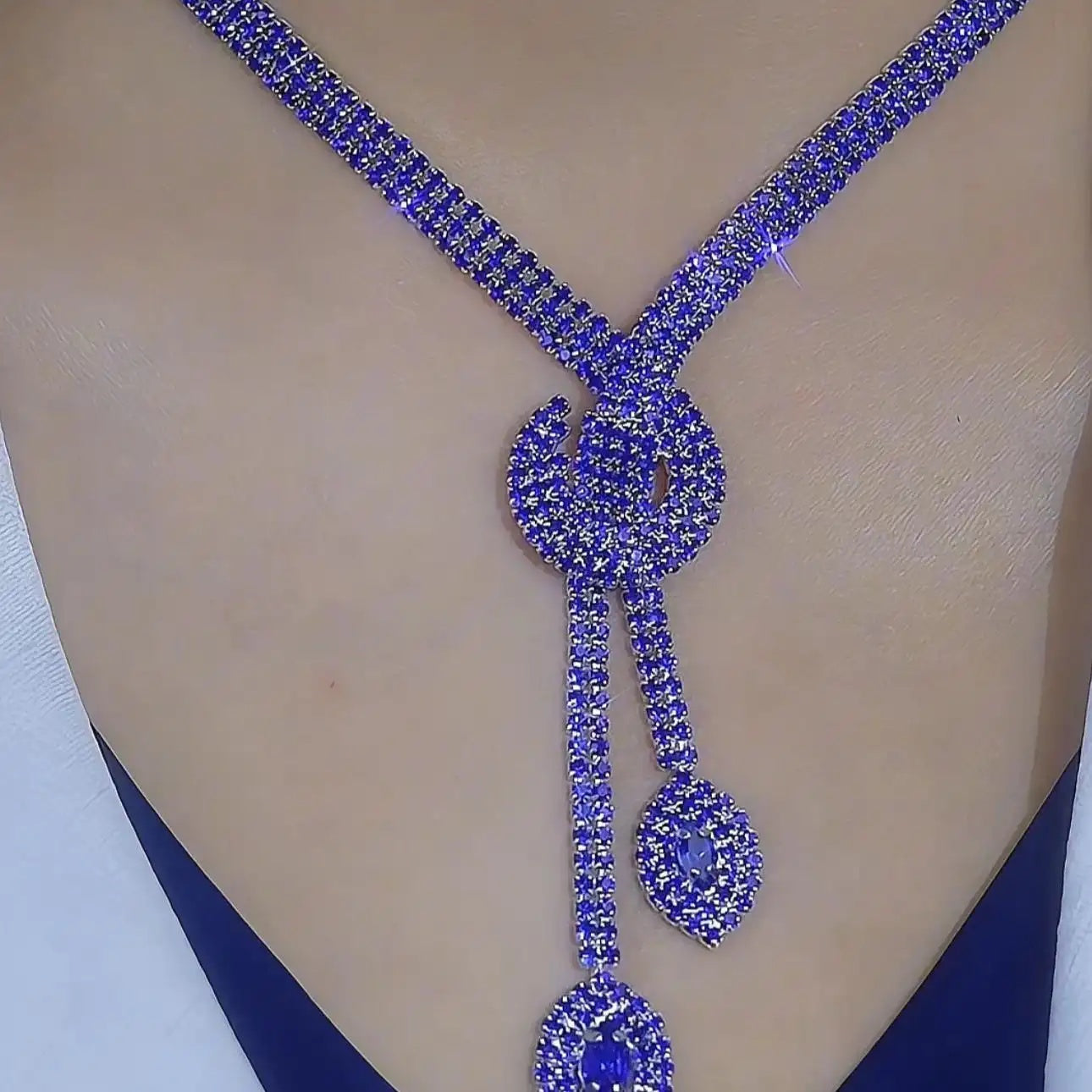 Blue Crystal Teardrop Jewelry Set