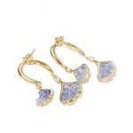 Blue Ginkgo Leaf Crystal Stud Earrings