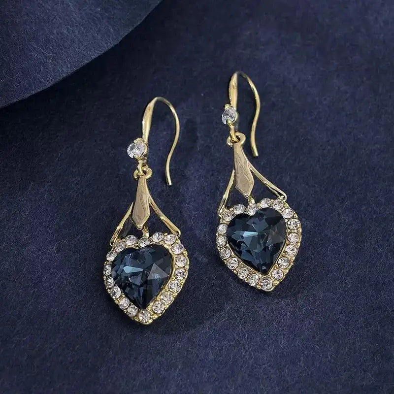 Blue Heart Drop Earrings
