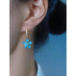 Blue Ice Flower French Retro Earrings