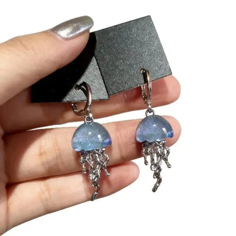 Blue Jellyfish Pendant Necklace