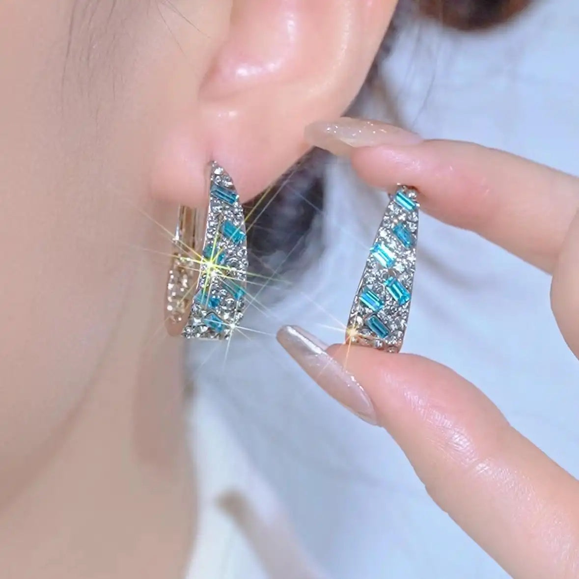 Blue Minimalist Hoop Earrings