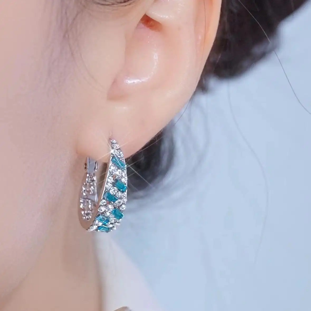 Blue Minimalist Hoop Earrings