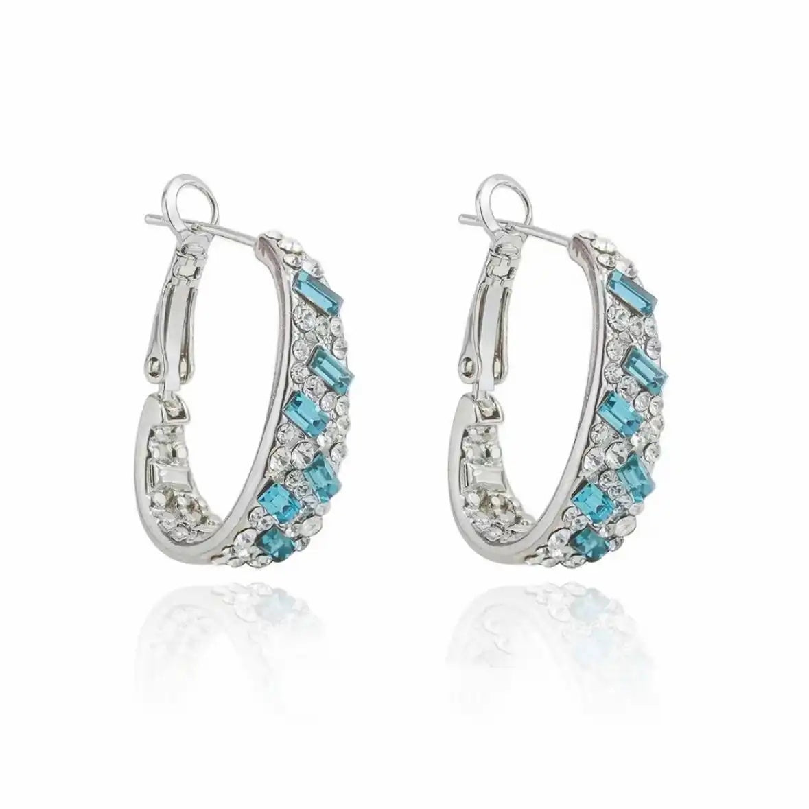 Blue Minimalist Hoop Earrings