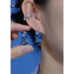 Blue Ocean Crystal Cat Eye Earrings