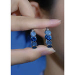 Blue Ocean Crystal Cat Eye Earrings