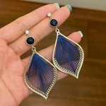 Blue Peacock Drop Earrings