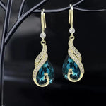 Blue Peacock Phoenix Dance Crystal Earrings