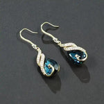 Blue Peacock Phoenix Dance Crystal Earrings