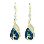 Blue Peacock Phoenix Dance Crystal Earrings