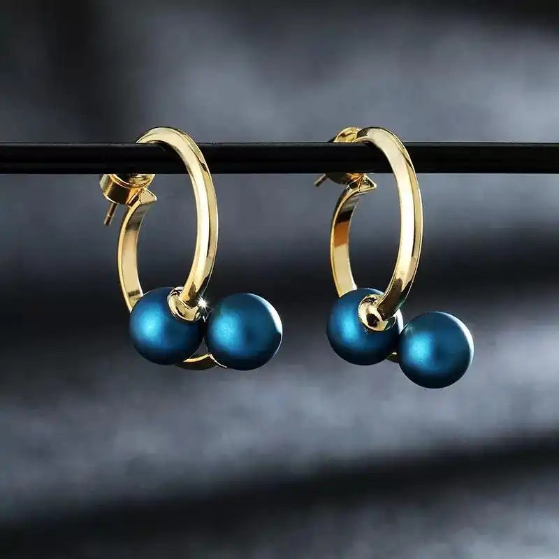 Blue Pearl Drop Earrings