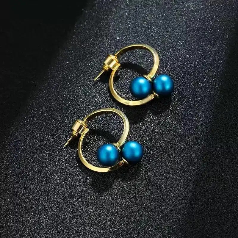 Blue Pearl Drop Earrings