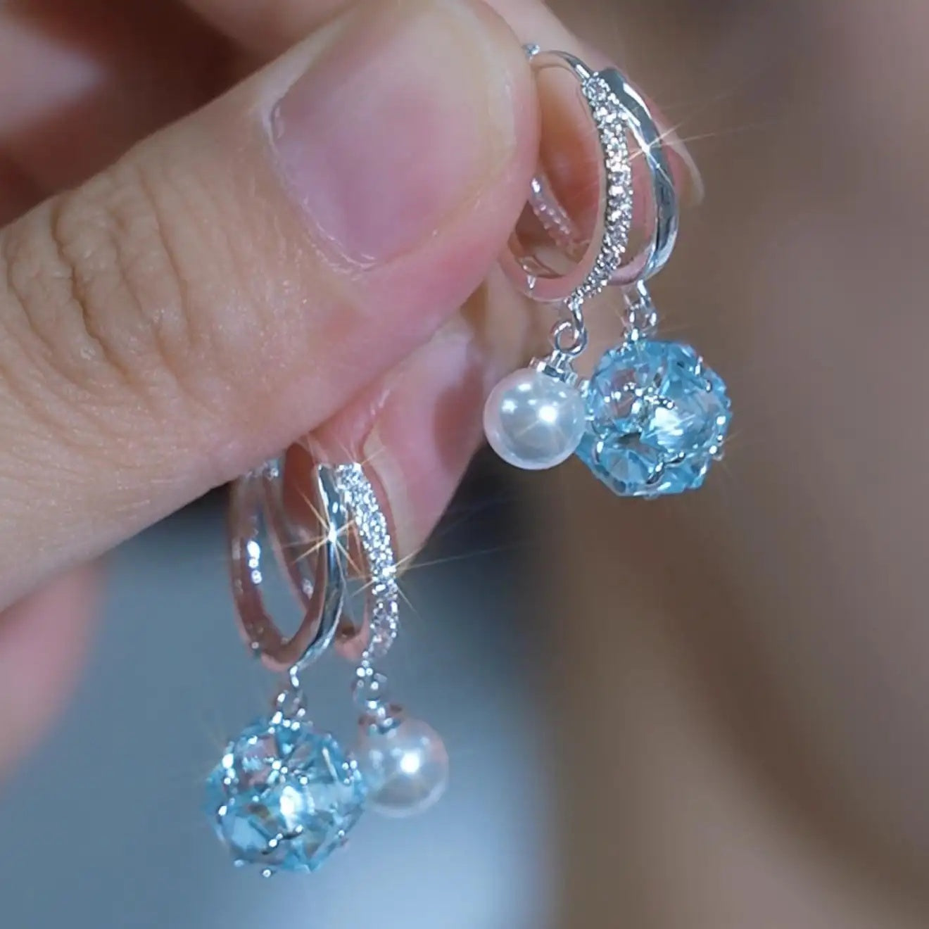 Blue Pearl Earrings