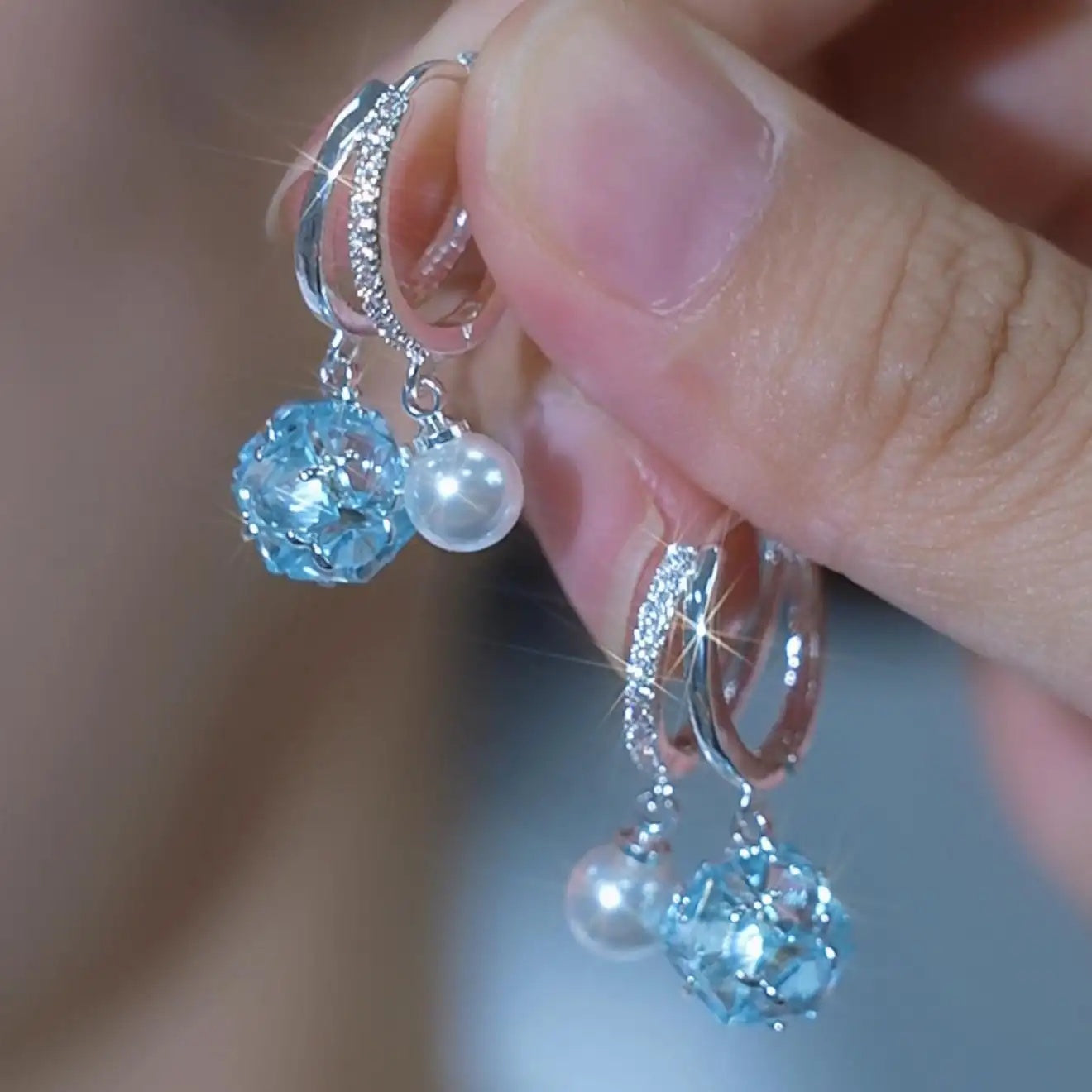Blue Pearl Earrings