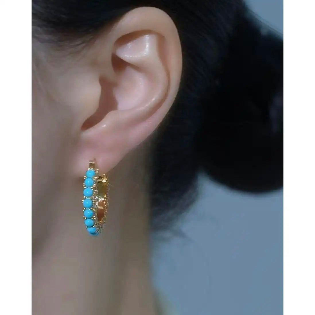 Blue Pine Color Lock Vintage Earrings