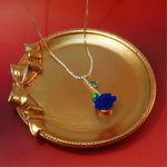 Blue Retro Rose Flower Necklace