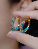 Blue Rhyme Crystal Round Clip-On Earrings