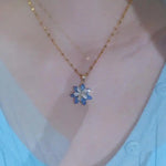 Blue Snowflake Spinning Pendant Necklace
