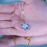 Blue Snowflake Spinning Pendant Necklace