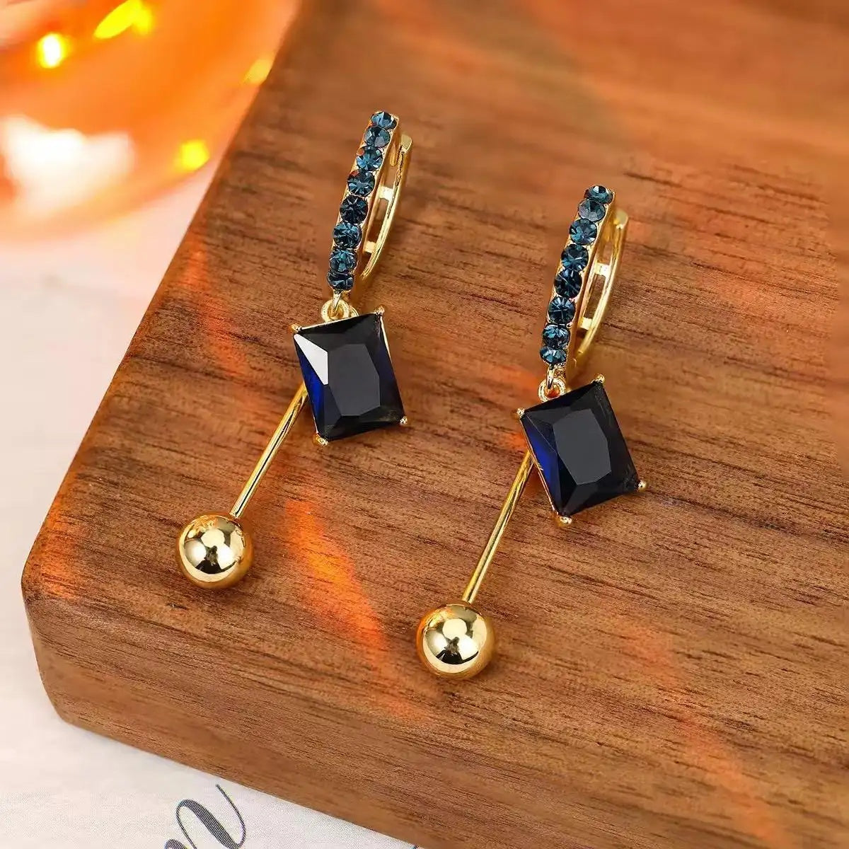 Blue Square Stud Earrings